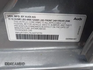 2014 Audi A4 Premium Plus with VIN WAUFFAFL7EA073770, listed as a IAAI auction lot 41655990 with 230,484 mi miles. Bid and sale history available at carsss.com. Image 9.