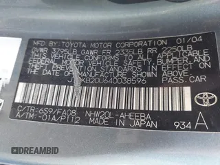2004 Toyota Prius with VIN JTDKB20U640038596, listed as a IAAI auction lot 42120941 with 245,743 mi miles. Bid and sale history available at carsss.com. Image 9.