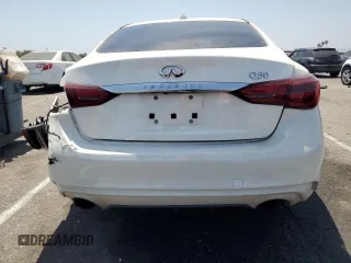 2018 Infiniti Q50 Luxe with VIN JN1EV7APXJM350096, listed as a Copart auction lot 59754334 with 46,798 mi miles and Salvage title. Bid and sale history available at DreamBid. Image 6.