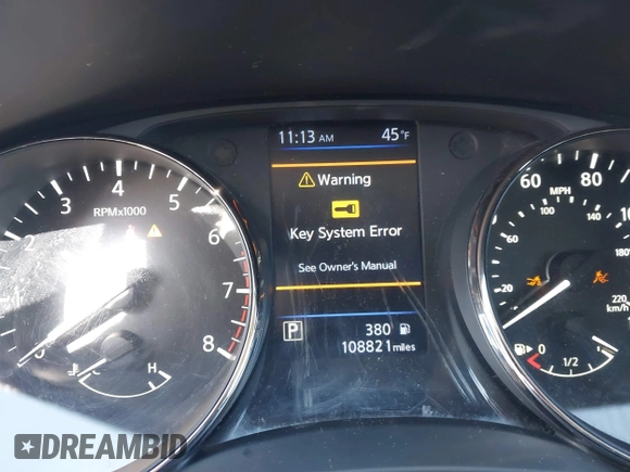 2019 Nissan Rogue SV with VIN KNMAT2MV4KP507393, listed as a IAAI auction lot 41702759 with 108,821 mi miles. Bid and sale history available at carsss.com. Image 7.