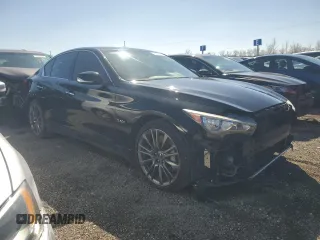 2016 Infiniti Q50 Red Sport 400 with VIN JN1FV7AR9GM451550, listed as a Copart auction lot 48861705 with 76,572 mi miles and Salvage Title. Bid and sale history available at DreamBid. Image 4.