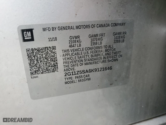 2019 Chevrolet Impala LT with VIN 2G11Z5SA6K9121646, listed as a Copart auction lot 79085224 with 131,634 mi miles and Non Repairable. Bid and sale history available at carsss.com. Image 13.