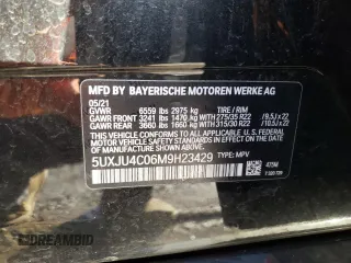 2021 BMW X5 M50i with VIN 5UXJU4C06M9H23429, listed as a Copart auction lot 37866833 with 0 mi miles. Bid and sale history available at carsss.com. Image 15.