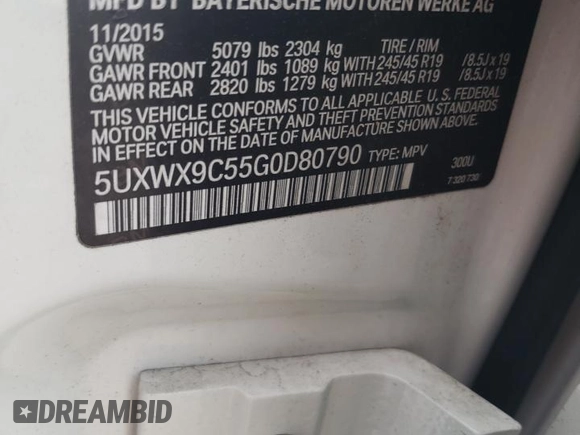 2016 BMW X3 xDrive28i with VIN 5UXWX9C55G0D80790, listed as a Copart auction lot 84271204 with 174,948 mi miles and Salvage Title. Bid and sale history available at carsss.com. Image 15.