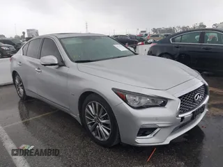 2018 Infiniti Q50 Luxe with VIN JN1EV7AP9JM362191, listed as a IAAI auction lot 41777017 with 80,394 mi miles and . Bid and sale history available at carsss.com. Image 1.