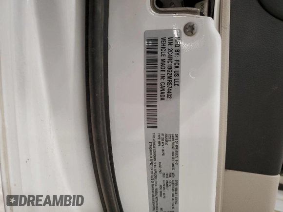 2021 Chrysler Pacifica Touring L with VIN 2C4RC1BG2MR574402, listed as a Copart auction lot 88883045 with Not provided miles and Salvage title. Bid and sale history available at DreamBid. Image 13.