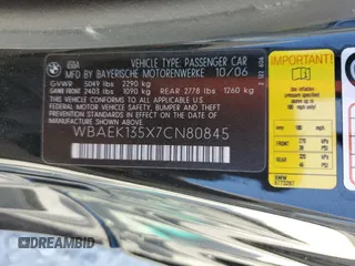 2007 BMW 6 Series 650i with VIN WBAEK135X7CN80845, listed as a Copart auction lot 77279554 with 77,235 mi miles and Salvage Title. Bid and sale history available at carsss.com. Image 13.