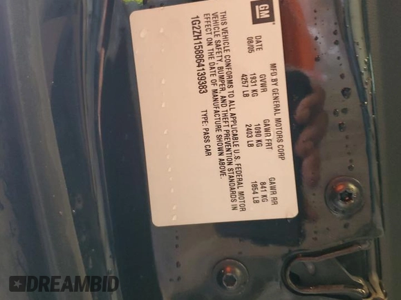 2006 Pontiac G6 GT z VIN 1G2ZH158864139383, wystawiony jako Copart lot #57875795 z przebiegiem 241 750 mil mil oraz Szkoda całkowita • Salvage title. Historia ofert i sprzedaży dostępna na DreamBid. Obrazek 12.