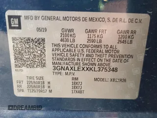2019 Chevrolet Equinox LT with VIN 3GNAXLEXXKL375348, listed as a Copart auction lot 53863515 with 92,152 mi miles and Salvage Title. Bid and sale history available at DreamBid. Image 14.