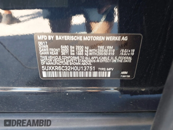 2017 BMW X5 xDrive50i z VIN 5UXKR6C32H0U13751, wystawiony jako IAAI lot #41834968 z przebiegiem 112 155 mil mil oraz . Historia ofert i sprzedaży dostępna na DreamBid. Obrazek 9.