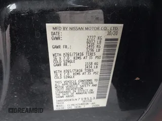 2020 Nissan Frontier SV with VIN 1N6ED0EB5LN719513, listed as a IAAI auction lot 41237275 with Not provided miles and . Bid and sale history available at DreamBid. Image 9.