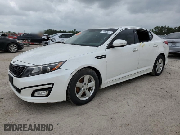 2015 Kia Optima LX with VIN KNAGM4A78F5640956, listed as a Copart auction lot 55154025 with 91,686 mi miles and Clean Title. Bid and sale history available at carsss.com. Image 1.