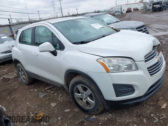 2016 Chevrolet Trax LS with VIN KL7CJNSB9GB559497, listed as a IAAI auction lot 41176681 with 106,794 mi miles. Bid and sale history available at carsss.com. Image 1.