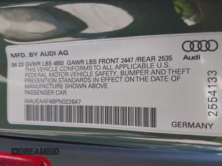 2023 Audi A4 S line Premium Plus with VIN WAUEAAF48PN022647, listed as a IAAI auction lot 41675764 with 19,522 mi miles and . Bid and sale history available at DreamBid. Image 9.