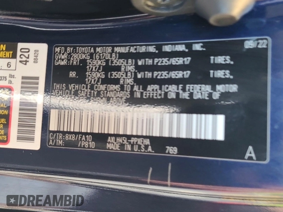 2022 Toyota Sienna LE с VIN 5TDKSKFC8NS070785, выставлен на аукционе IAAI как лот 42564790 с пробегом 110 993 миль миль и . История ставок и продаж доступна на DreamBid. Изображение 24.