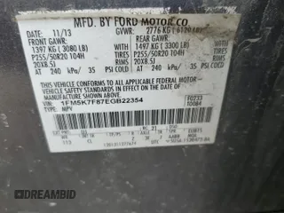2014 Ford Explorer Limited with VIN 1FM5K7F87EGB22354, listed as a Copart auction lot 48741585 with Not Provided miles and Salvage Title. Bid and sale history available at carsss.com. Image 15.
