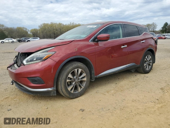 2018 Nissan Murano SV with VIN 5N1AZ2MG5JN150750, listed as a Copart auction lot 49911885 with 75,114 mi miles and Salvage Title. Bid and sale history available at DreamBid. Image 1.