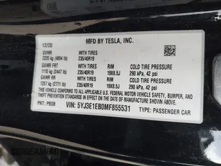 2021 Tesla Model 3 Long Range z VIN 5YJ3E1EB0MF855531, wystawiony jako IAAI lot #42079034 z przebiegiem 35 899 mil mil oraz . Historia ofert i sprzedaży dostępna na DreamBid. Obrazek 9.