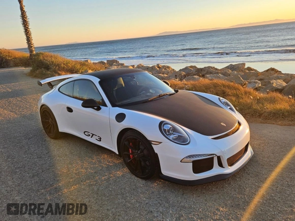 2015 Porsche 911 GT3 with VIN WP0AC2A93FS183928, listed as a Copart auction lot 76354964 with 12,150 mi miles and Salvage Title. Bid and sale history available at DreamBid. Image 1.