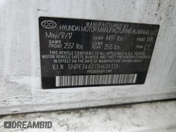 2018 Hyundai Sonata Sport with VIN 5NPE34AF1JH604328, listed as a Copart auction lot 53252525 with 80,276 mi miles and Salvage Title. Bid and sale history available at carsss.com. Image 12.