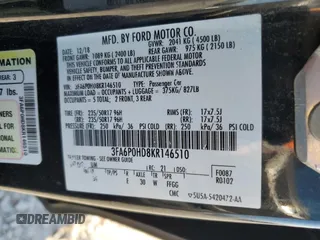 2019 Ford Fusion SE with VIN 3FA6P0HD8KR146510, listed as a Copart auction lot 50398765 with 128,283 mi miles and Salvage Title. Bid and sale history available at carsss.com. Image 14.