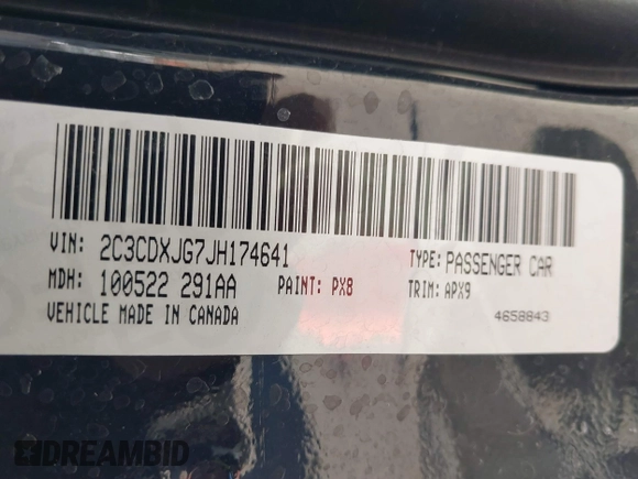 2018 Dodge Charger GT with VIN 2C3CDXJG7JH174641, listed as a IAAI auction lot 41760003 with 74,076 mi miles. Bid and sale history available at carsss.com. Image 9.