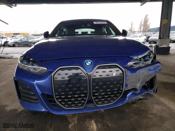 2023 BMW i4 eDrive40 with VIN WBY73AW07PFR45505, listed as a Copart auction lot 49113715 with 12,876 mi miles and Salvage Title. Bid and sale history available at carsss.com. Image 5.