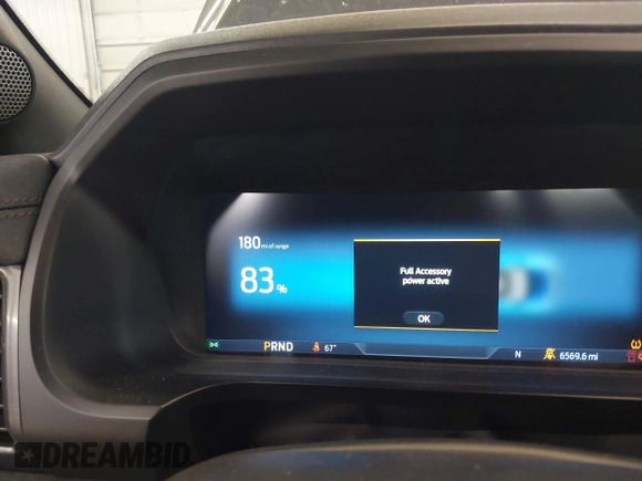 2023 Ford F-150 Lightning Pro with VIN 1FTVW1EL4PWG22900, listed as a IAAI auction lot 42139391 with 6,569 mi miles and . Bid and sale history available at DreamBid. Image 18.