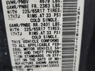 2016 Nissan Rogue S with VIN JN8AT2MV1GW133553, listed as a Copart auction lot 49231645 with 188,530 mi miles and Salvage Title. Bid and sale history available at carsss.com. Image 13.