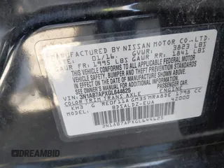 2016 Nissan Sentra S with VIN 3N1AB7APXGL644625, listed as a IAAI auction lot 41829110 with 58,728 mi miles. Bid and sale history available at carsss.com. Image 9.