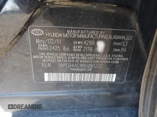 2011 Hyundai Sonata GLS with VIN 5NPEB4AC4BH293732, listed as a Copart auction lot 55535925 with 202,134 mi miles and Clean Title. Bid and sale history available at DreamBid. Image 12.