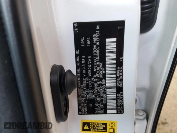 2018 Toyota Highlander Hybrid Limited with VIN 5TDDGRFH7JS041481, listed as a Copart auction lot 41829725 with 142,796 mi miles and Salvage title. Bid and sale history available at DreamBid. Image 14.