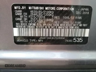 2019 Mitsubishi Eclipse Cross ES z VIN JA4AT3AA3KZ028954, wystawiony jako Copart lot #54863165 z przebiegiem 99 984 mil mil oraz Szkoda całkowita • Salvage title. Historia ofert i sprzedaży dostępna na DreamBid. Obrazek 12.