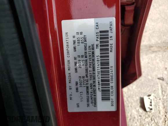 2014 Mazda 3 i Touring z VIN JM1BM1V7XE1141815, wystawiony jako Copart lot #54198135 z przebiegiem 53 478 mil mil oraz Szkoda całkowita • Salvage title. Historia ofert i sprzedaży dostępna na DreamBid. Obrazek 12.