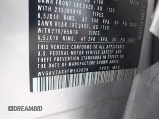 2015 Volkswagen Tiguan S z VIN WVGAV7AX8FW543639, wystawiony jako IAAI lot #42328348 z przebiegiem 76 311 mil mil oraz . Historia ofert i sprzedaży dostępna na DreamBid. Obrazek 9.
