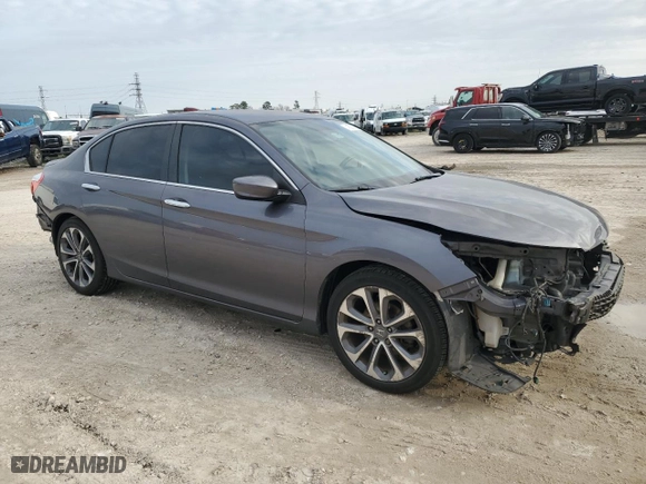2014 Honda Accord Sedan Sport with VIN 1HGCR2F53EA041811, listed as a Copart auction lot 45383585 with 116,440 mi miles and Salvage Title. Bid and sale history available at carsss.com. Image 4.