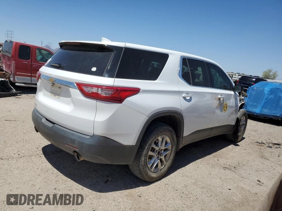 2020 Chevrolet Traverse LS z VIN 1GNERFKW5LJ204475, wystawiony jako Copart lot #49001335 z przebiegiem 188 006 mil mil oraz Szkoda całkowita • Salvage title. Historia ofert i sprzedaży dostępna na DreamBid. Obrazek 3.
