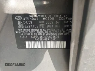 2009 Hyundai Elantra SE z VIN KMHDU46D49U674676, wystawiony jako IAAI lot #42411018 z przebiegiem 107 655 mil mil oraz . Historia ofert i sprzedaży dostępna na DreamBid. Obrazek 9.