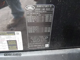 2021 Land Rover Discovery with VIN SALRT4RU4M2447736, listed as a IAAI auction lot 41795464 with 20,818 mi miles and . Bid and sale history available at DreamBid. Image 9.