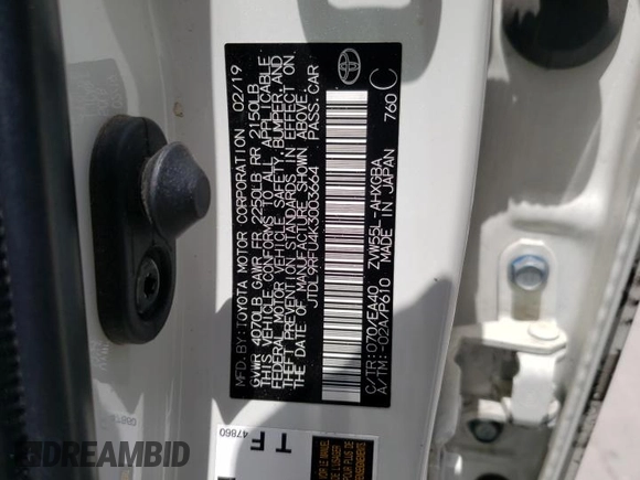 2019 Toyota Prius LE with VIN JTDL9RFU4K3003664, listed as a Copart auction lot 62101085 with 98,578 mi miles and Salvage title. Bid and sale history available at DreamBid. Image 12.