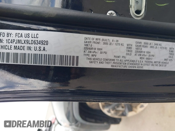 2020 Jeep Cherokee Altitude with VIN 1C4PJMLX9LD634920, listed as a IAAI auction lot 41892720 with 75,388 mi miles and . Bid and sale history available at DreamBid. Image 9.