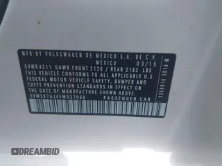 2015 Volkswagen Jetta S z VIN 3VW2K7AJ4FM327068, wystawiony jako IAAI lot #42610853 z przebiegiem 150 636 mil mil oraz . Historia ofert i sprzedaży dostępna na DreamBid. Obrazek 9.