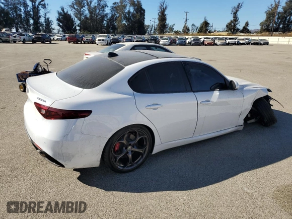 2019 Alfa Romeo Giulia Ti Sport with VIN ZARFAMBN8K7605679, listed as a Copart auction lot 80492424 with 27,295 mi miles and Salvage Title. Bid and sale history available at carsss.com. Image 3.