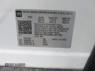 2024 GMC Terrain SLT с VIN 3GKALPEG9RL137761, выставлен на аукционе IAAI как лот 41514019 с пробегом 34 159 миль миль и . История ставок и продаж доступна на DreamBid. Изображение 9.