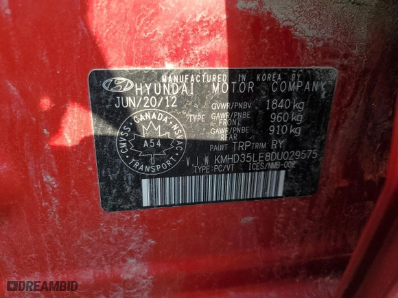2013 Hyundai Elantra GT with VIN KMHD35LE8DU029575, listed as a Copart auction lot 38373114 with NaN miles and Salvage Title. Bid and sale history available at carsss.com. Image 13.
