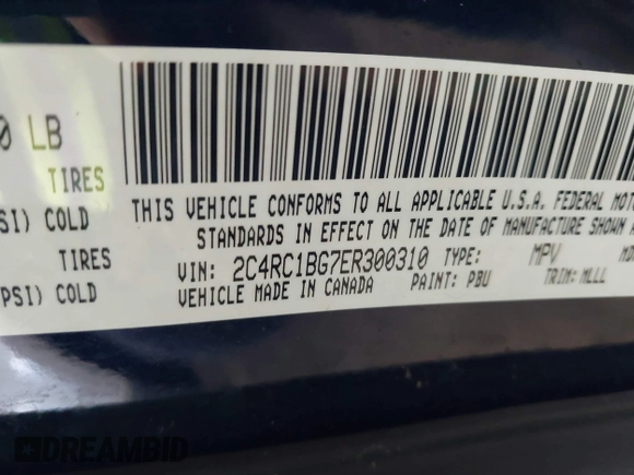 2014 Chrysler Town & Country Touring with VIN 2C4RC1BG7ER300310, listed as a IAAI auction lot 42048748 with 202,037 mi miles. Bid and sale history available at carsss.com. Image 9.