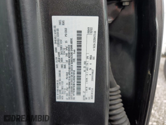 2020 Ford F-150 XL с VIN 1FTEW1EB1LKD21512, выставлен на аукционе Copart как лот 84071784 с пробегом 84 583 миль миль и Чистый • Clean title. История ставок и продаж доступна на DreamBid. Изображение 12.