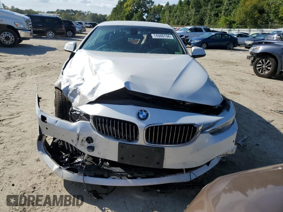 2015 BMW 4 Series 428i xDrive with VIN WBA3T1C55FP820797, listed as a Copart auction lot 74568794 with Not Provided miles and Salvage Title. Bid and sale history available at carsss.com. Image 5.
