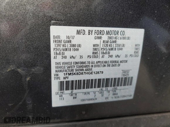 2017 Ford Explorer XLT with VIN 1FM5K8D87HGE12879, listed as a Copart auction lot 46626775 with 121,654 mi miles and Salvage Title. Bid and sale history available at carsss.com. Image 15.