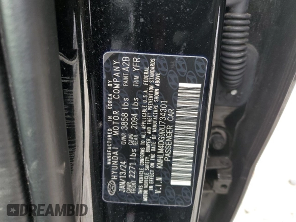 2024 Hyundai Elantra SEL with VIN KMHLM4DG9RU734301, listed as a Copart auction lot 44247975 with 30,899 mi miles and Salvage Title. Bid and sale history available at carsss.com. Image 15.